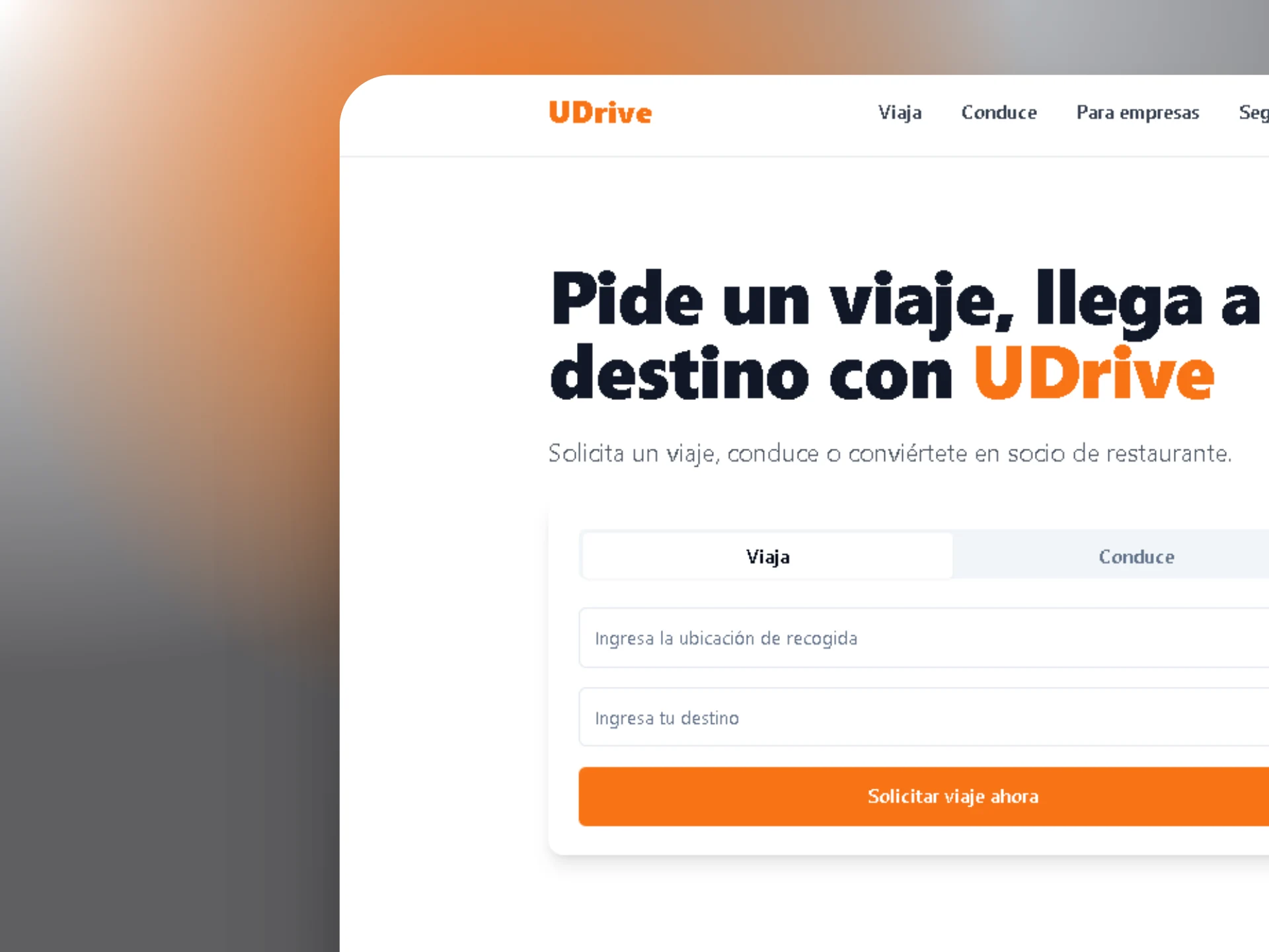Captura de pantalla del proyecto UDrive